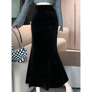 [예쎄][예쎄] 벨벳 융기모 밴딩 머메이드 스커트  S4WSK002A