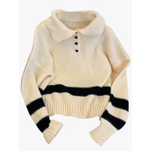 [예쎄][예쎄] 하트 버튼 장식 시보리 니트 티셔츠  S3WKN004A