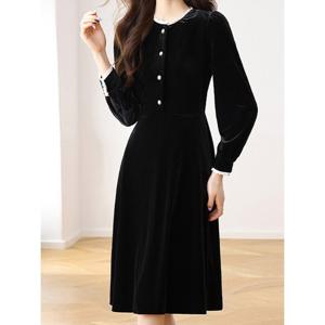 [예쎄][예쎄] 블랙 벨벳 프릴 진주장식 원피스 (S4WOP021A)