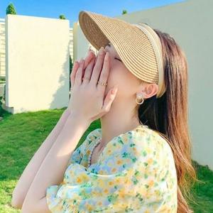 여성 UV 자외선 차단 모자 라탄 썬캡 모자 여자