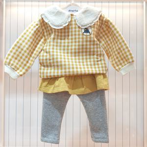 [해피랜드]체크프릴상하 HW7512P9