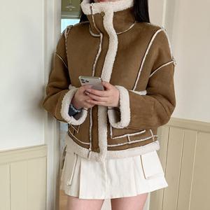 [올리비에스클로젯]양털 스웨이드 무스탕 집업자켓_O2512MU001D