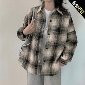 [올리비에스클로젯]빈티지 융털 체크 셔츠_O2512BL079D