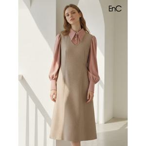 [이엔씨][ENC] 울혼방 브이넥 절개라인원피스 (ENOW34T55A)