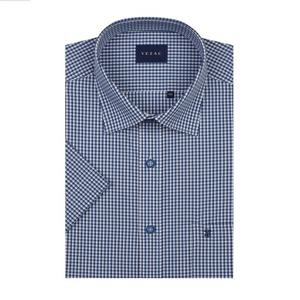 [예작(셔츠)]예작 여름 반팔셔츠 일반핏 잔체크 스판 블루 남방셔츠YJEMBR215BL