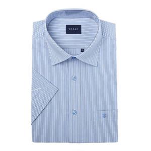 [예작(셔츠)]여름 반팔셔츠 일반핏 스트라이프 스판 블루 셔츠YJEMBR212BL