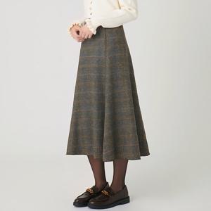 [샤틴]헤링본 플레어 스커트/S244M352