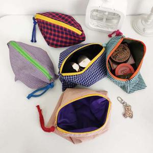 5컬러 체크 멀티 수납 파우치 휴대용 파우치