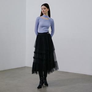 [에고이스트]언발 플리츠 프릴 롱 플레어스커트 EQ4WS164