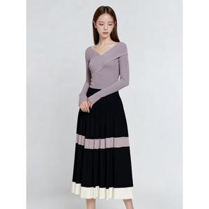 [레코브](레코브) 배색 플리츠 니트 스커트(LC61D2SK505S)