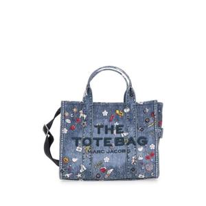 MARC JACOBS The Medium Tote Blue Handbag with Graphic Print and Logo Lettering on the Front in Cotton Woman 2R5HTT018H02454