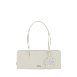 MARC JACOBS The Mirror Satchel White Shoulder Bag with Front Logo and Flower Charm in Leather Woman 2F5HSH046H01118