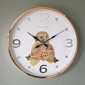 컬러블록 부엉이 심플벽시계 (골드)