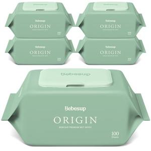 베베숲 오리진 물티슈 100매 캡 5팩