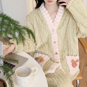 [쉬블림로브]쉬블림로브 (상의+하의) 여성 극세사 패턴 수면잠옷