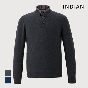 TAG가280,000원[인디안] 울혼방 솔리드 이중에리 니트_MIEBP3W9111