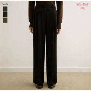 [시스티나]여성 하이웨이스트 피치 기모 안감 원턱 와이드 슬랙스 팬츠 바지