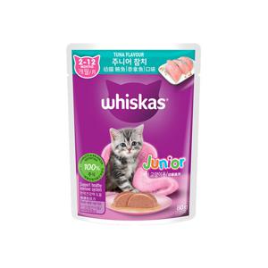 위스카스 주니어 참치 파우치 80g 고양이 사료