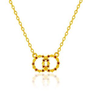 [한국금다이아몬드] 여자 순금 목걸이 더블 써클 루비 24K 3.75g 18K장식