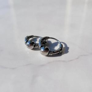 [노블른] 써지컬 서지컬 스틸 크롬 알 남자 귀걸이