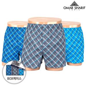 [오마샤리프] 남성 코튼 트렁크 순면 사각팬티3매