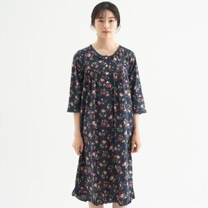 [메이플라워]로즈네이비 7부 순면 여성 빅사이즈 원피스 잠옷