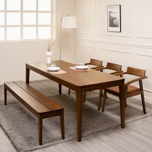 에보니아 테일러 원목 6인용 식탁 세트 (의자C형3+벤치1)