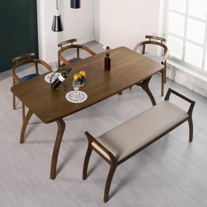 에보니아 앤틀러 원목 6인용 식탁 세트 (의자A형3+벤치1)