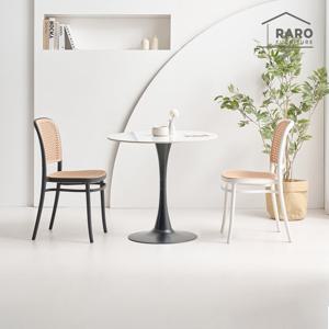 라로퍼니처 엘쉬 800 유광 원형 세라믹 티 테이블 식탁 세트 (식탁+의자2)