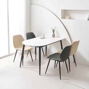 라로퍼니처 쿠키 1350 반타원 포세린 세라믹 4인 식탁 세트 (식탁+의자4)