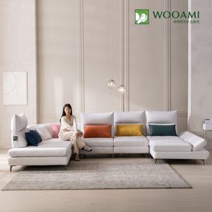 [리뷰이벤트]우아미가구 린 7인용 코너형 스윙 코모도 패브릭 소파+스툴