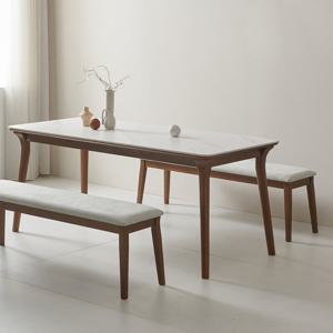 [착불] 더끌림 루나 1800 포세린 세라믹 6인용 식탁+벤치2 IKLN2C