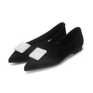 [바바라(슈즈)]페미닌 스틸레토 사각보석 플랫_BBG531BK