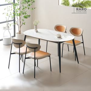 라로퍼니처 에디션 1500 유광 타원 세라믹 4인식탁 세트 (식탁+의자4)