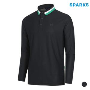 [디즈니골프]남성 카라 배색 긴팔 티셔츠 (SN1MTS003-BK)