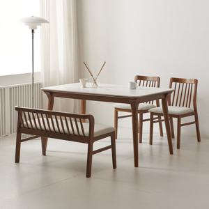 [착불] 더끌림 루나 1400 포세린 세라믹 4인용 식탁+의자2+등받이 벤치1 IKLN1D