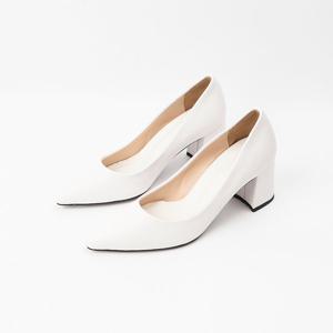 [신난다슈]여성 펌프스 구두 힐 7cm 여자 스틸레토힐 통굽 미들힐 데일리 PRM237504화이트