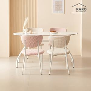 라로퍼니처 델핀 1500 유광 타원 포세린 세라믹 식탁 세트 (식탁+의자4)