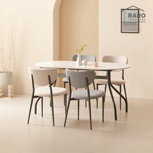 라로퍼니처 하퍼 1500 유광 타원 포세린 통 세라믹 4인 세트 (식탁+의자4)