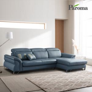 [파로마 본사] [착불] 세피아 통가죽 4인용 카우치형 쇼파