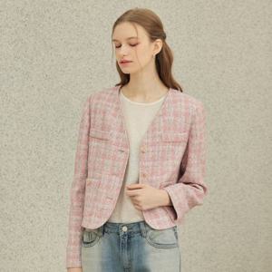 [리안뉴욕][공식] 브이넥 크롭 트위드 자켓