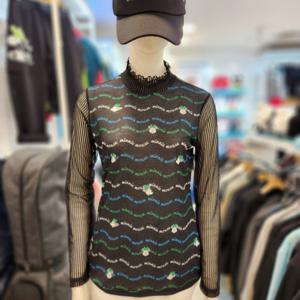 [디즈니골프]DD1LTS009 여성 시스루 소매 프릴 하프넥 티셔츠