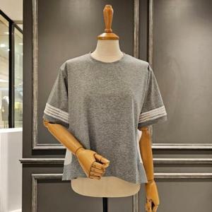 [아니베에프]  A46WTS510_면 레이스 배색 A라인 티셔츠