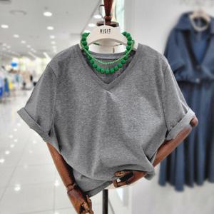 [비지트인뉴욕]싱글브이넥 옆트임반팔티셔츠 VA5ST91M_US