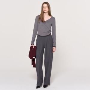 WOMAN V넥셔링 레이어드티셔츠 [MELANGE CHARCOAL] / WBD3L01514