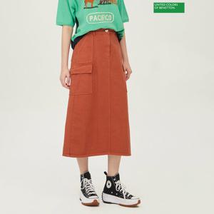 베네통 백 밴딩 포켓 다잉 스커트 BASK05341_BR