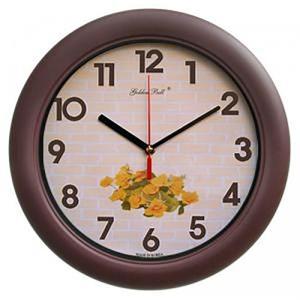 GB4083 무소음 벽돌무늬 컬러플 월넛 벽시계32cm 한국