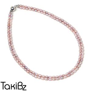 [타키비즈] 핑크담수 더블레이어드 진주목걸이(자석마감)