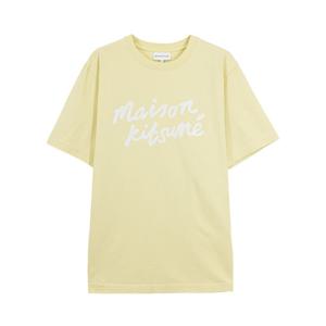 메종키츠네 남성 핸드라이팅 로고 반팔 티셔츠