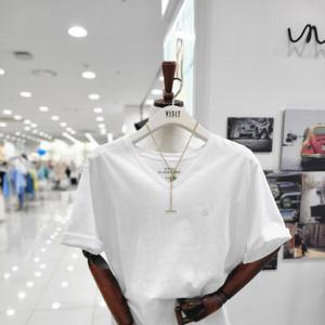 [비지트인뉴욕]브이넥 뒤레터링 반팔티셔츠 VA5ST93Q_US